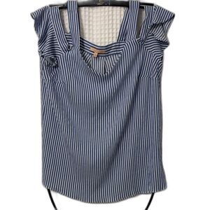 Gibson Striped Blouse with Ruffled Sleeves